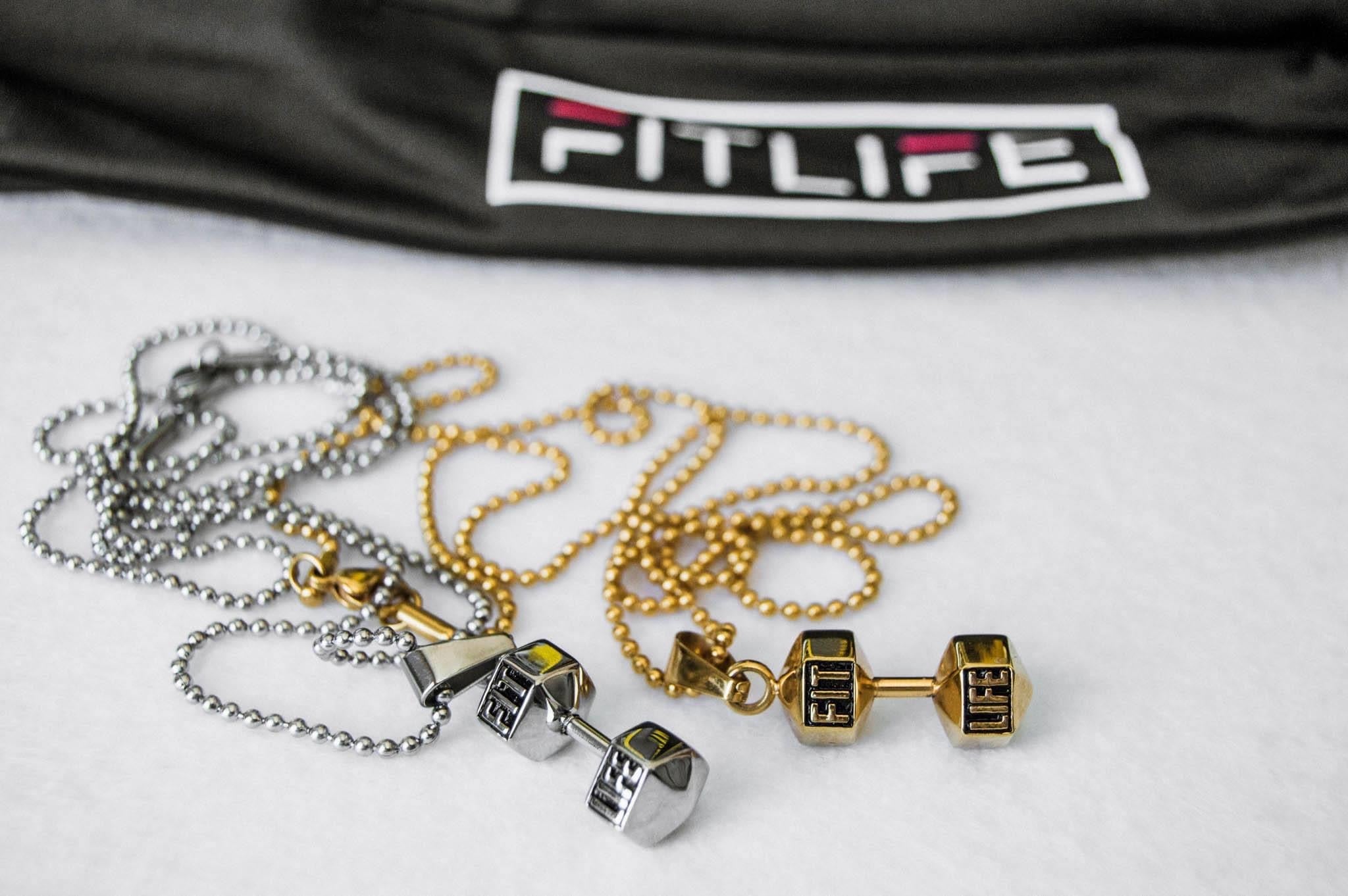 Silver X Gold Dumbbell Necklaces Pack